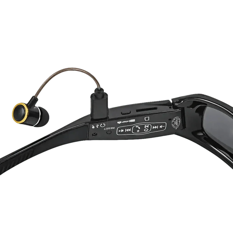Black Camcorder Glasses Camera with Headphones. HD 1080P Mini Camcorder Glasses Sunglasses by Believe me Store