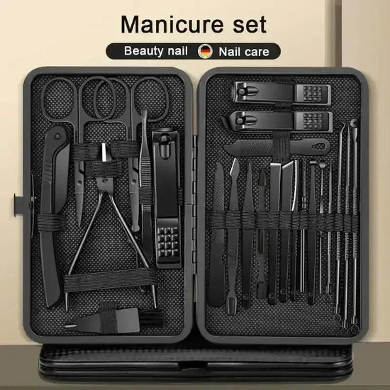Black Manicure Nail Clipper Set Case Nail Clipper Set by Grimms Store