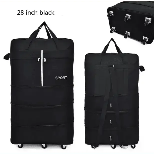 Black Rolling Foldable Luggage Bag Ultimate Travel Companion Portable Luggage by CJ