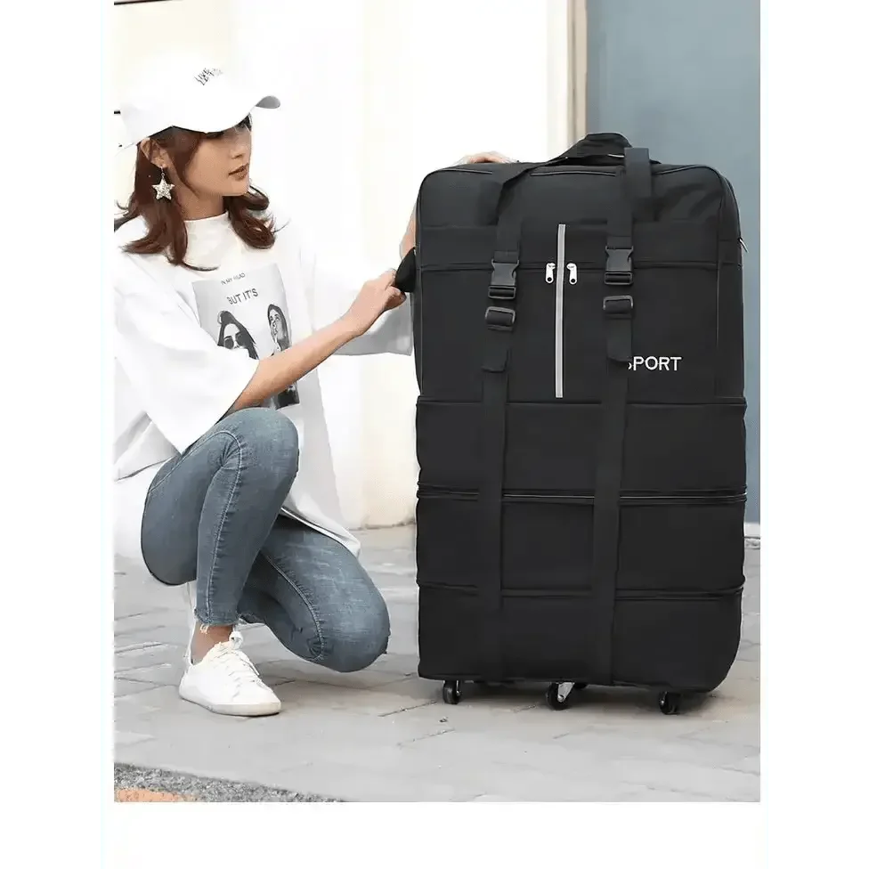 Black Rolling Foldable Luggage Bag Ultimate Travel Companion Portable Luggage by CJ