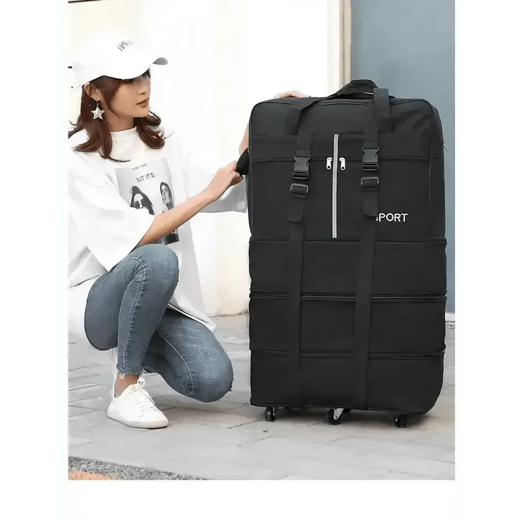 Black Rolling Foldable Luggage Bag Ultimate Travel Companion Portable Luggage by CJ