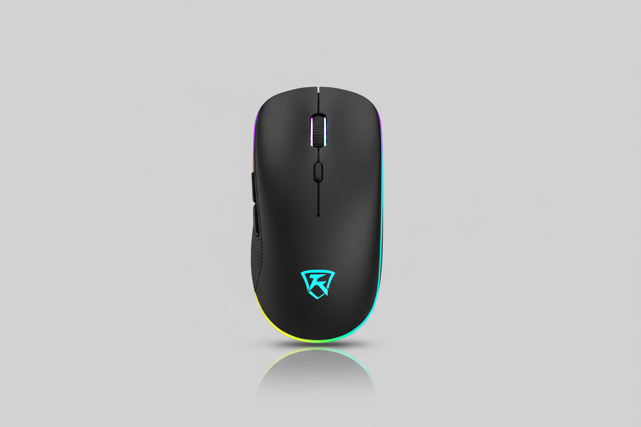 Black USB Rechargeable RGB LED Wireless Mouse Keyboard and Mouse by eboygifts