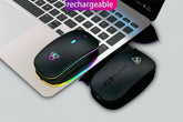 Black USB Rechargeable RGB LED Wireless Mouse Keyboard and Mouse by eboygifts