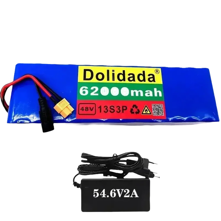 Blue 48V 62Ah Lithium Battery Pack 1000W 13S3P Ebike Battery by 1 Battery Monopoly Store