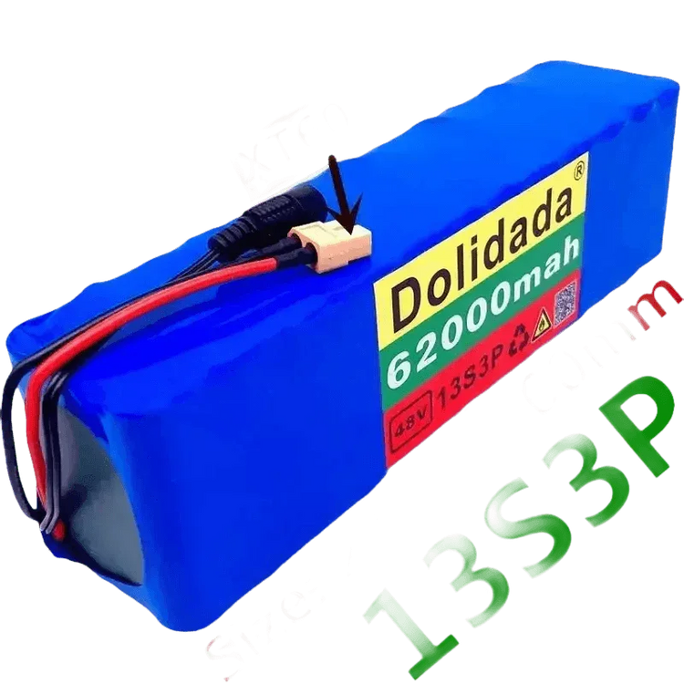 Blue 48V 62Ah Lithium Battery Pack 1000W 13S3P Ebike Battery by 1 Battery Monopoly Store