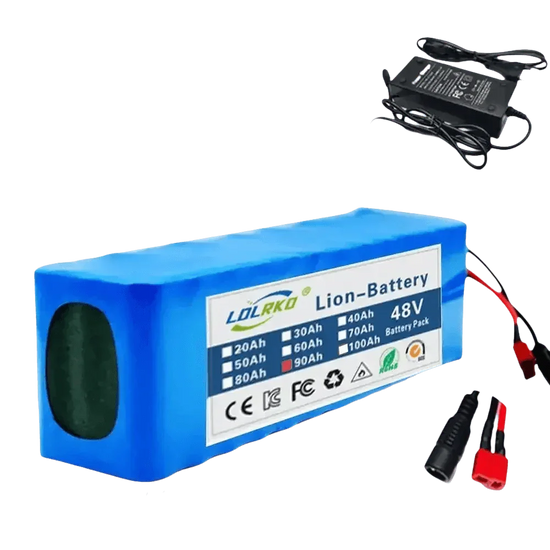 Blue 48V 90Ah Lithium-Ion Battery Pack with Charger Ebike Battery by Shop1103571165 Store