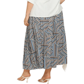 Blue Geometric Pleated Skirt Deep Teal Basic Style Length Womenswear by Trendsi