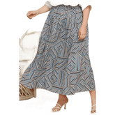 Blue Geometric Pleated Skirt Deep Teal Basic Style Length Womenswear by Trendsi