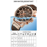 Brown Gold Mens Chronograph Quartz Watch, brown rose gold men&