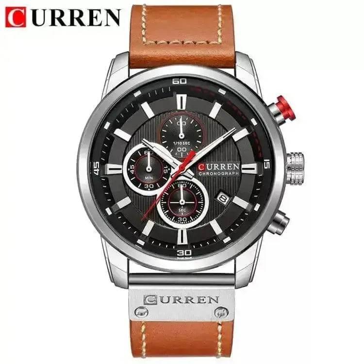 Brown Gold Mens Chronograph Quartz Watch, brown rose gold men&