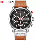 Brown Gold Mens Chronograph Quartz Watch, brown rose gold men&