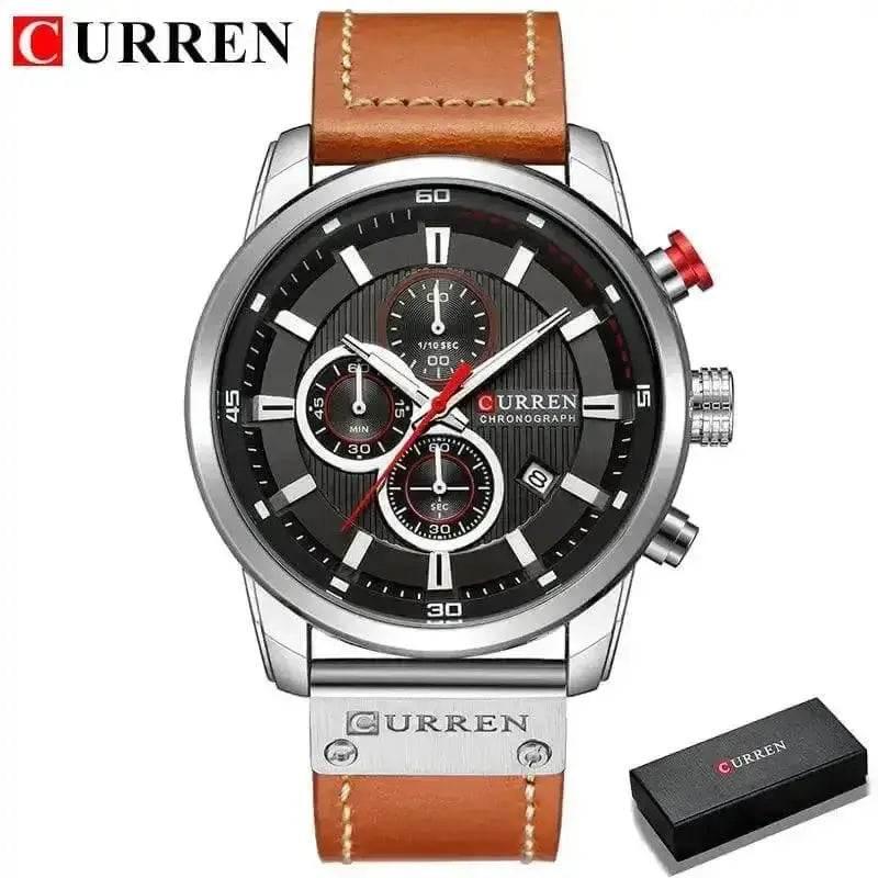 Brown Gold Mens Chronograph Quartz Watch, brown rose gold men&
