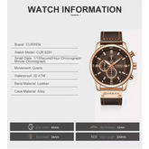 Brown Gold Mens Chronograph Quartz Watch, brown rose gold men&
