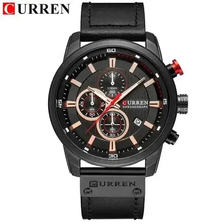 Brown Gold Mens Chronograph Quartz Watch, brown rose gold men&