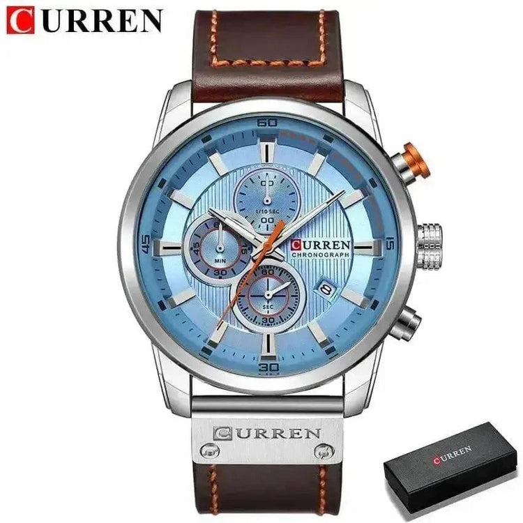 Brown Gold Mens Chronograph Quartz Watch, brown rose gold men&