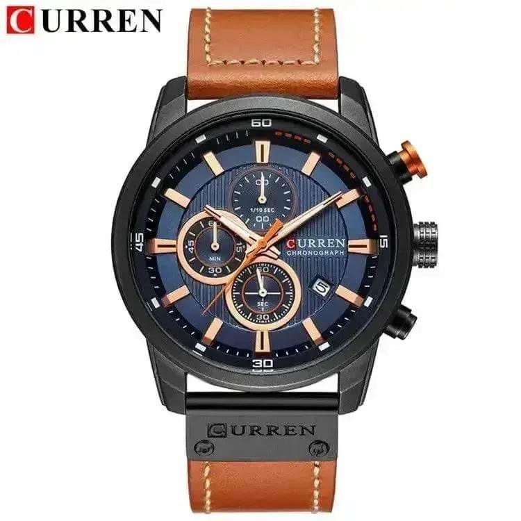Brown Gold Mens Chronograph Quartz Watch, brown rose gold men&