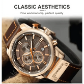 Brown Gold Mens Chronograph Quartz Watch, brown rose gold men&