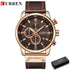 Brown Gold Mens Chronograph Quartz Watch, brown rose gold men&
