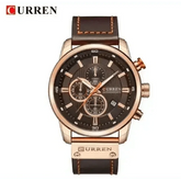 Brown Gold Mens Chronograph Quartz Watch, brown rose gold men&