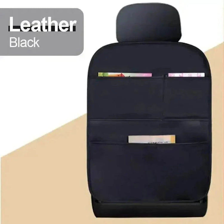 Brown Leather Car Seat Organizer Seametal Anti Kick Pad Car seat cover by DSERS