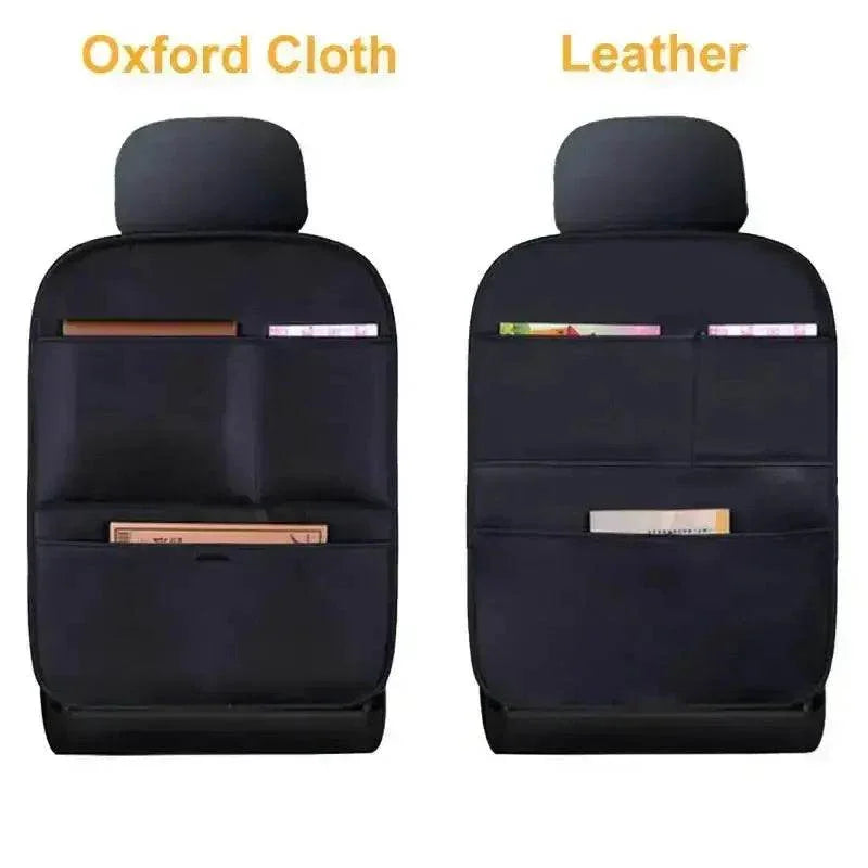 Brown Leather Car Seat Organizer Seametal Anti Kick Pad Car seat cover by DSERS