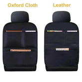Brown Leather Car Seat Organizer Seametal Anti Kick Pad Car seat cover by DSERS
