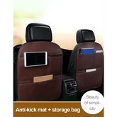 Brown Leather Car Seat Organizer Seametal Anti Kick Pad Car seat cover by DSERS