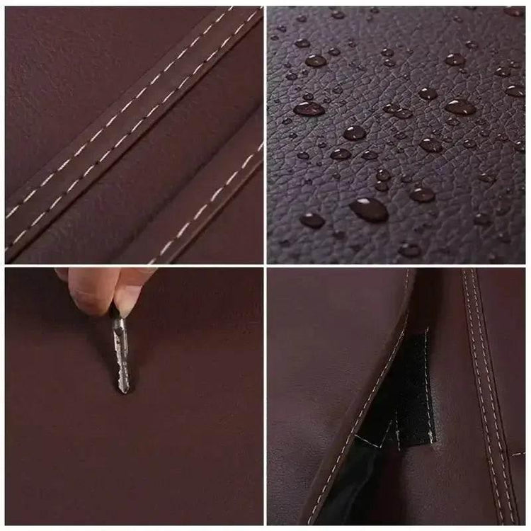 Brown Leather Car Seat Organizer Seametal Anti Kick Pad Car seat cover by DSERS