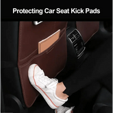 Brown Leather Car Seat Organizer Seametal Anti Kick Pad Car seat cover by DSERS