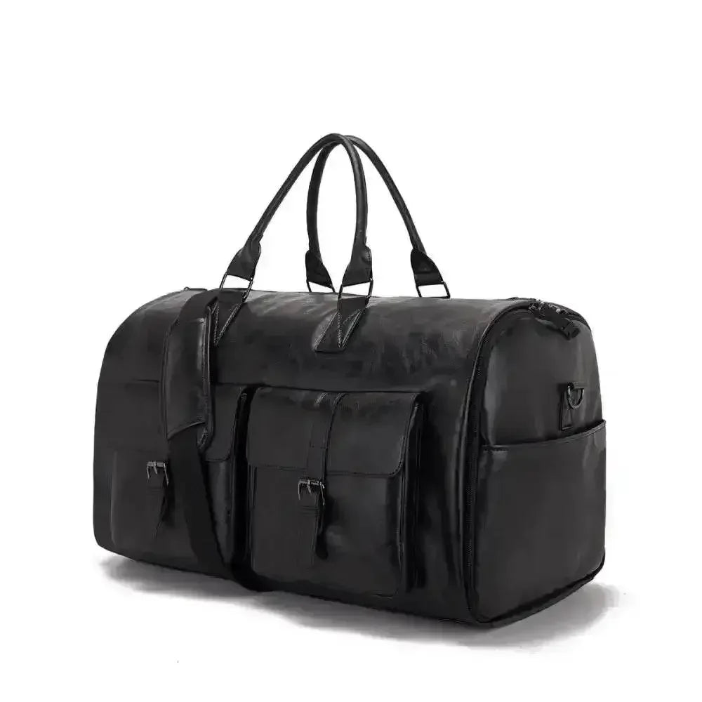 Brown Leather Duffel Bag Portable Garment Bag Trvel Garment Bag by CJ