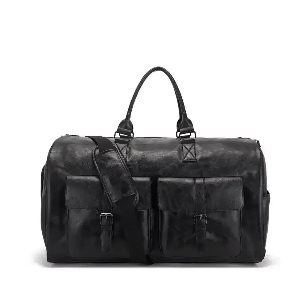 Brown Leather Duffel Bag Portable Garment Bag Trvel Garment Bag by CJ