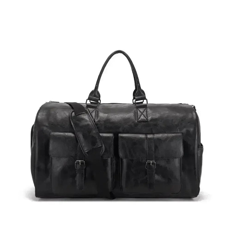 Brown Leather Duffel Bag Portable Garment Bag Trvel Garment Bag by CJ