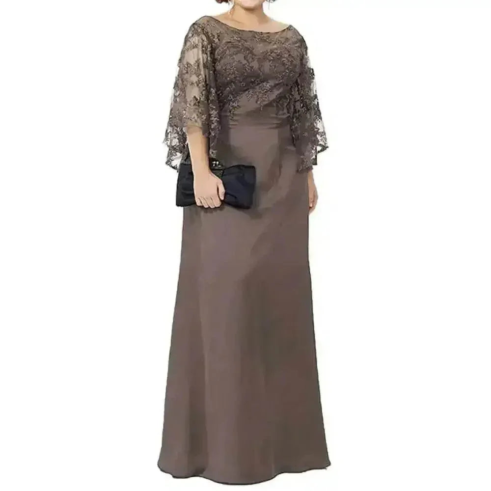 Burgundy Lace Evening Gown Long Sleeve Lace Bride Dress Floor Custom Size women&