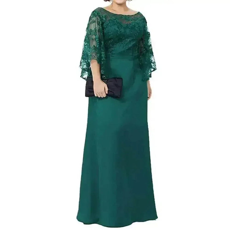 Burgundy Lace Evening Gown Long Sleeve Lace Bride Dress Floor Custom Size women&