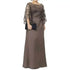 Burgundy Lace Evening Gown Long Sleeve Lace Bride Dress Floor Custom Size women&