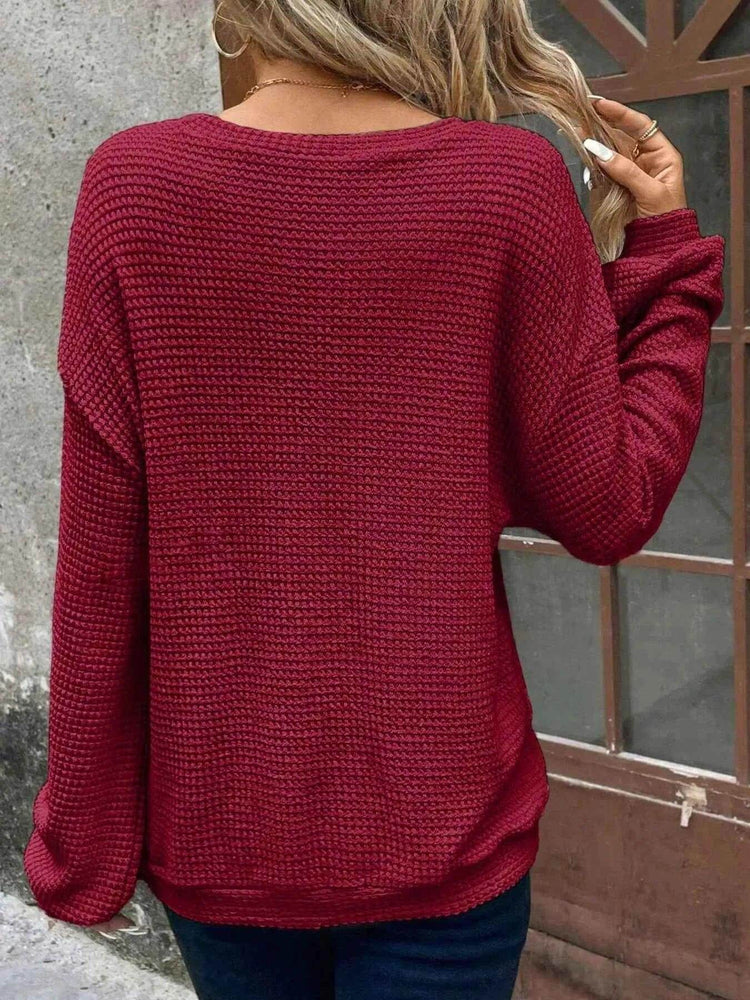 Plus Size Relaxed Fit Waffle Knit Round Neck T-Shirt women Attire by Trendsi