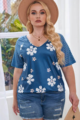 Plus Size V-Neck Raglan Sleeve Tee women Attire by Trendsi