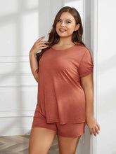 Plus Size Round Neck Short Sleeve Two-Piece Loungewear Set women Attire by Trendsi