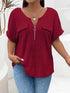 Plus Size Ribbed Half Zip Relaxed Fit T-Shirt women Attire by Trendsi