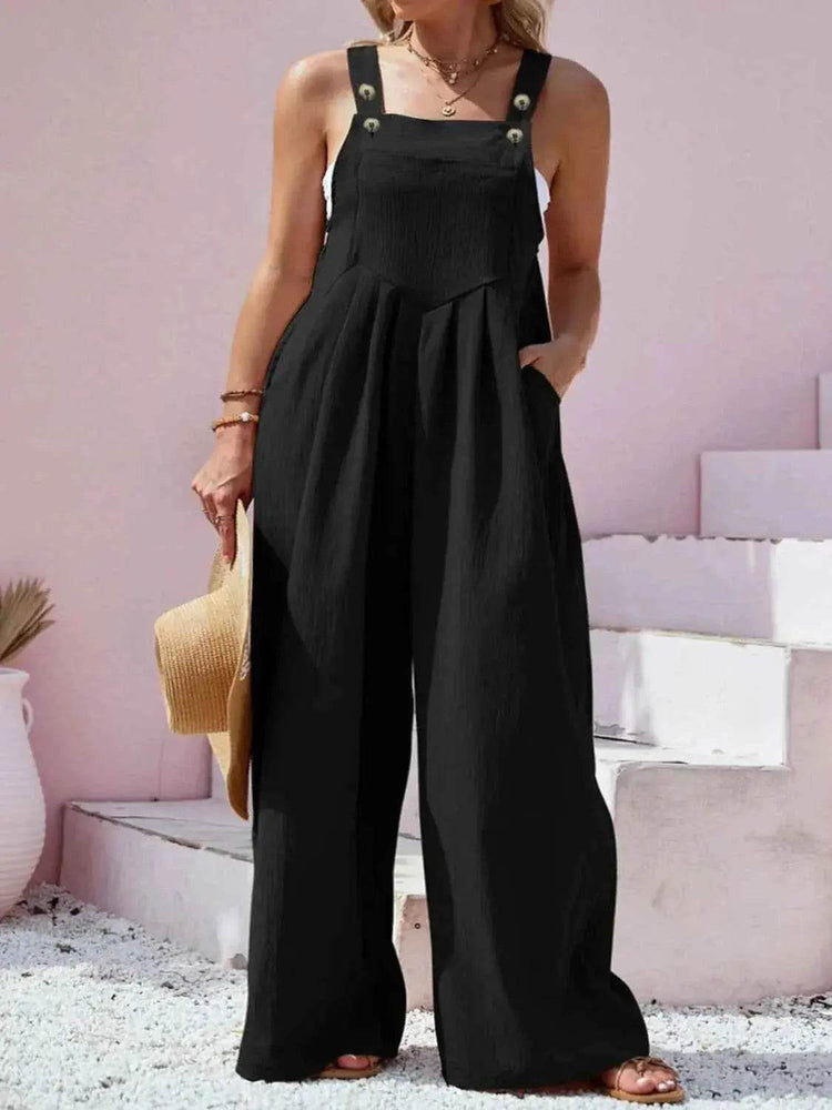 Plus Size Square Neck Wide Leg Overalls women Attire by Trendsi