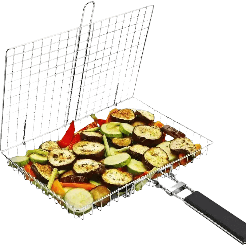 Folding Stainless Steel BBQ Grill Basket Outdoor Grill Baskets by Colorful Dream Home Store