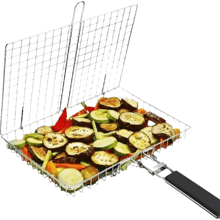 Folding Stainless Steel BBQ Grill Basket Outdoor Grill Baskets by Colorful Dream Home Store