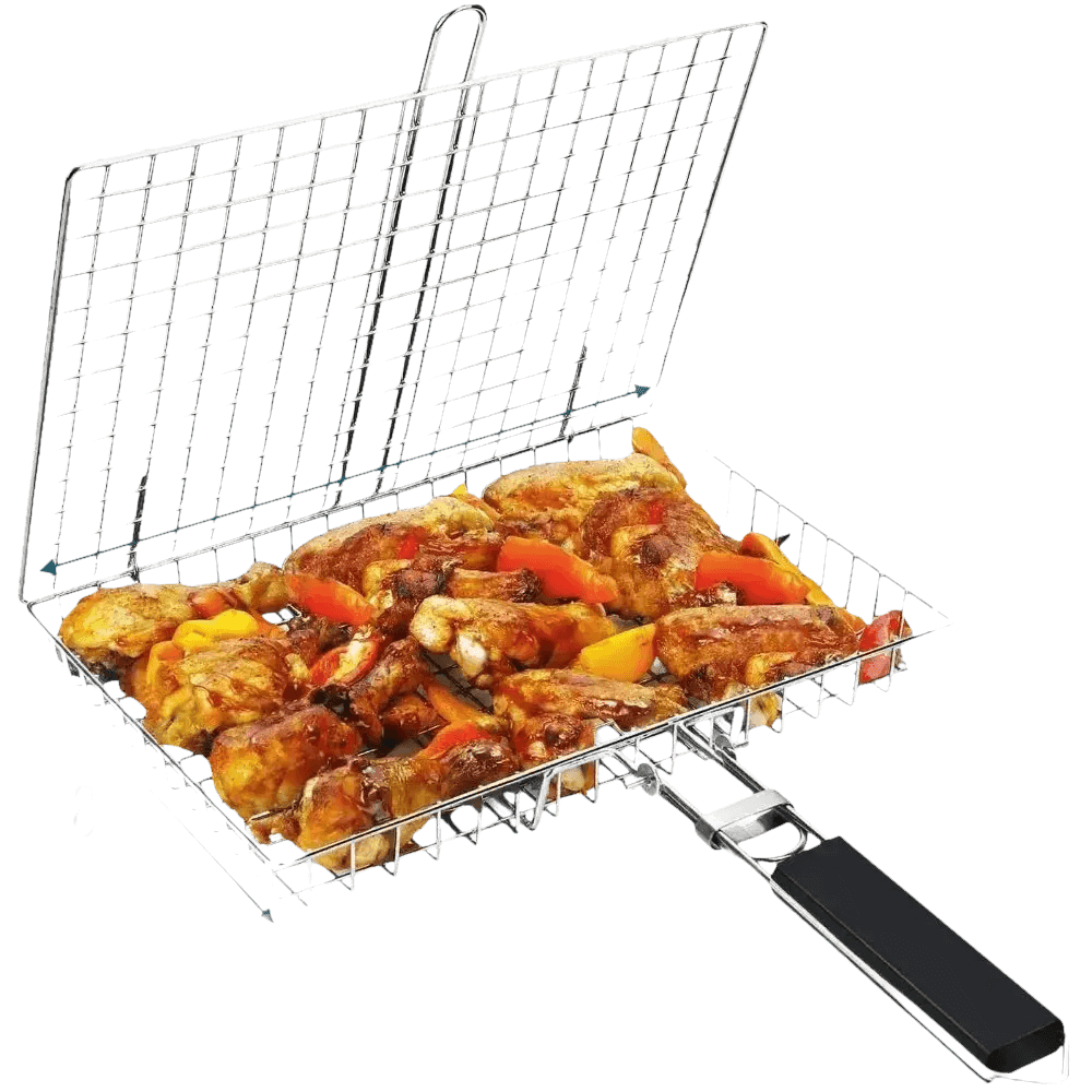 Folding Stainless Steel BBQ Grill Basket Outdoor Grill Baskets by Colorful Dream Home Store