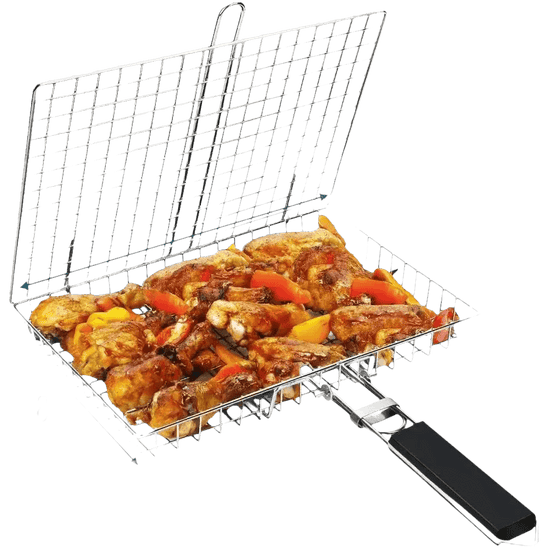 Folding Stainless Steel BBQ Grill Basket Outdoor Grill Baskets by Colorful Dream Home Store
