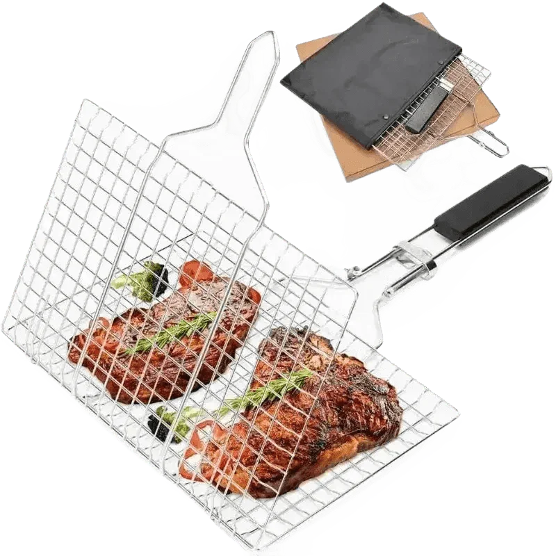 Folding Stainless Steel BBQ Grill Basket Outdoor Grill Baskets by Colorful Dream Home Store