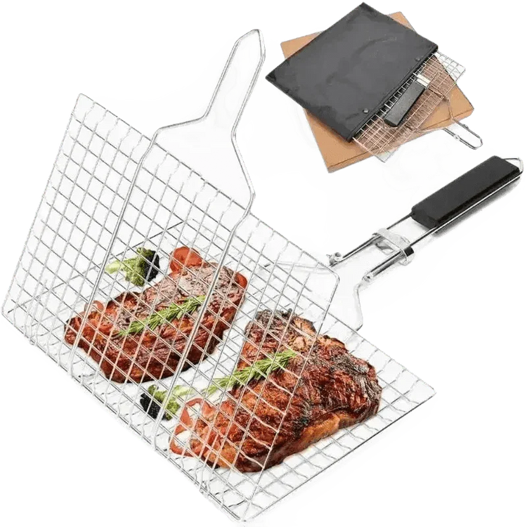 Folding Stainless Steel BBQ Grill Basket Outdoor Grill Baskets by Colorful Dream Home Store