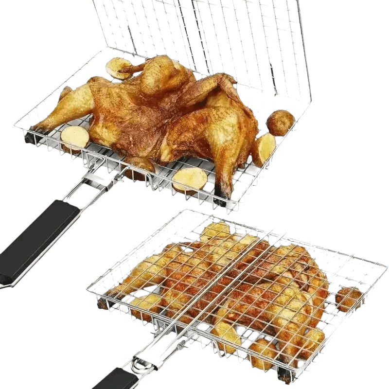 Folding Stainless Steel BBQ Grill Basket Outdoor Grill Baskets by Colorful Dream Home Store