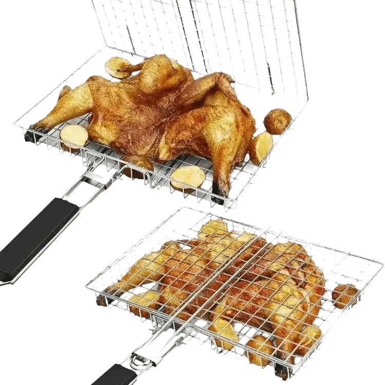 Folding Stainless Steel BBQ Grill Basket Outdoor Grill Baskets by Colorful Dream Home Store