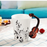 Creative Music Violin Style Guitar Ceramic Mug Coffee Tea Milk Stave Cups with Handle Coffee Mug Novelty Gifts Home Decor by Dropshee
