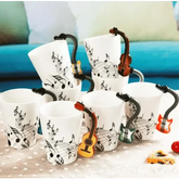 Creative Music Violin Style Guitar Ceramic Mug Coffee Tea Milk Stave Cups with Handle Coffee Mug Novelty Gifts Home Decor by Dropshee